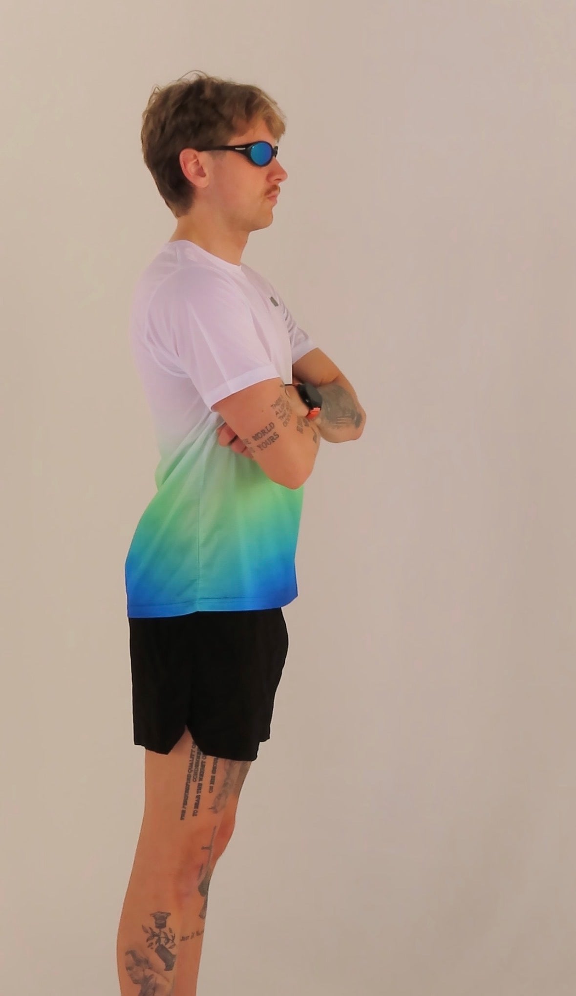 Flex Tee - White & Blue & Green