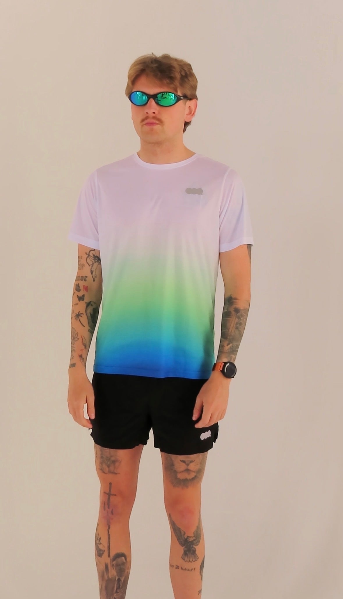 Flex Tee - White & Blue & Green