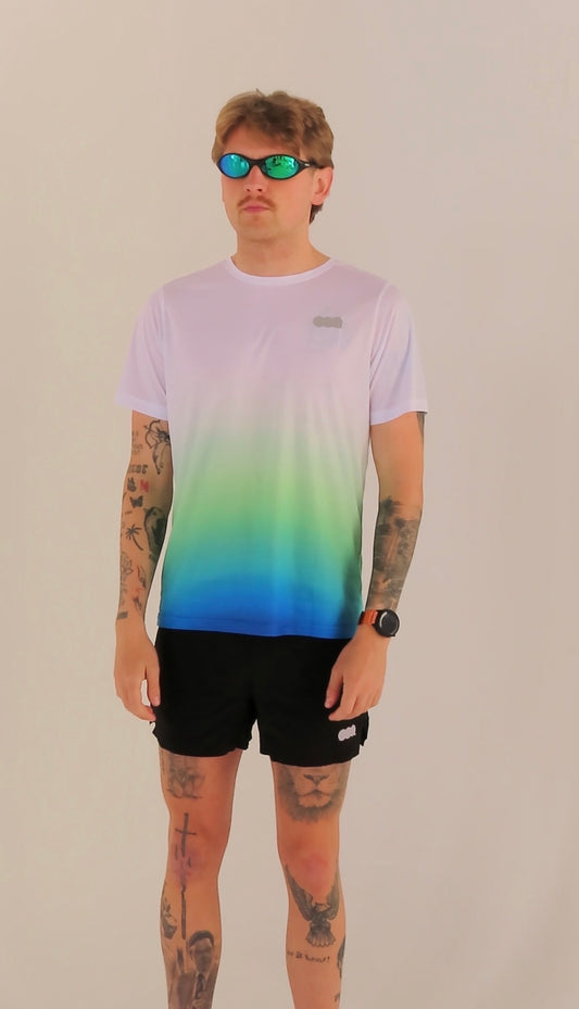 Flex Tee - White & Blue & Green